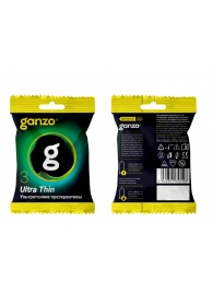 Ультратонкие презервативы Ganzo Ultra thin в мягкой упаковке - 3 шт. - Ganzo - купить с доставкой в Новороссийске
