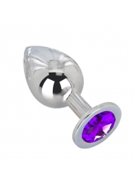 Большой плаг из стали с фиолетовым кристаллом Violet Dream - 9,5 см. - Erotic Fantasy - купить с доставкой в Новороссийске