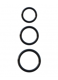 Набор из трех черных эрекционных колец Silicone 3-Ring Stamina Set - Pipedream - в Новороссийске купить с доставкой
