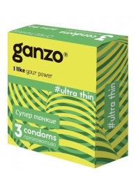 Ультратонкие презервативы Ganzo Ultra thin - 3 шт. - Ganzo - купить с доставкой в Новороссийске