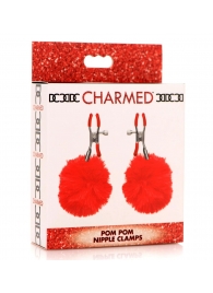 Красные зажимы на соски с помпонами Pom Pom - XR Brands - купить с доставкой в Новороссийске