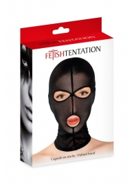 Черная сетчатая маска на голову с отверстиями для глаз и рта - Fetish Tentation - купить с доставкой в Новороссийске