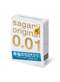 Увлажнённые презервативы Sagami Original 0.01 Extra Lub - 2 шт. - Sagami - купить с доставкой в Новороссийске