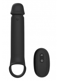 Черная насадка-удлинитель с вибрацией Vibrating Extender With Remote - Dream Toys - в Новороссийске купить с доставкой