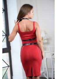 Черно-серебристая портупея-юбка plus size с цепочками - БДСМ Арсенал - купить с доставкой в Новороссийске