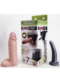Страпон-унисекс с двумя насадками UNI strap 7  Harness - 19 и 16 см. - LOVETOY (А-Полимер) - купить с доставкой в Новороссийске