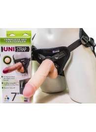 Страпон-унисекс с двумя насадками UNI strap 7  Harness - 19 и 16 см. - LOVETOY (А-Полимер) - купить с доставкой в Новороссийске