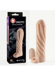 Телесная насадка-удлинитель Okoto со спиралевидным рельефом - 16 см. - Sitabella - в Новороссийске купить с доставкой