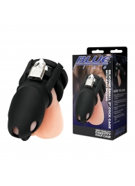 Черная клетка для пениса Silicone Small 2 in Cock Cage With Ball Divider - BlueLine - купить с доставкой в Новороссийске