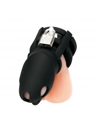 Черная клетка для пениса Silicone Small 2 in Cock Cage With Ball Divider - BlueLine - купить с доставкой в Новороссийске
