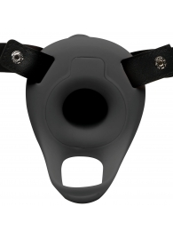 Черный полый страпон с вибрацией 2’’ Erection 28X Smooth Vibrating Silicone Penis Sheath - XR Brands - купить с доставкой в Новороссийске