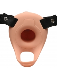 Телесный полый страпон 2  Erection 28X Smooth Vibrating Silicone Penis Sheath - 16 см. - XR Brands - купить с доставкой в Новороссийске