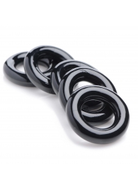 Комплект из 5 черных эрекционных колец для мошонки Ring Master Custom Ball Stretcher Kit - XR Brands - в Новороссийске купить с доставкой