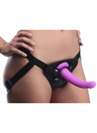 Лиловый поясной страпон Navigator Silicone G-Spot Dildo with Harness - 17,8 см. - XR Brands - купить с доставкой в Новороссийске