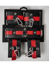Черно-красный набор фиксаций: наручники, оковы и ошейник - Crazy Handmade - купить с доставкой в Новороссийске