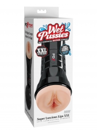 Телесный мастурбатор-вагина в черной колбе Super Luscious Lips XXL - Pipedream - в Новороссийске купить с доставкой