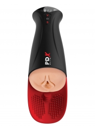 Телесный мастурбатор-вагина в черной колбе с вибрацией Fuck-O-Matic Pro XL - Pipedream - в Новороссийске купить с доставкой