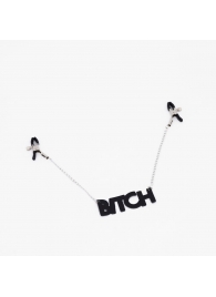 Зажимы на соски с кожаной подвеской Bitch - Crazy Handmade - купить с доставкой в Новороссийске