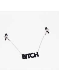 Зажимы на соски с кожаной подвеской Bitch - Crazy Handmade - купить с доставкой в Новороссийске
