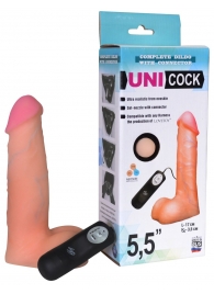 Фаллическая насадка Харнесс UNICOCK 5,5  с вибрацией - 17 см. - LOVETOY (А-Полимер) - купить с доставкой в Новороссийске