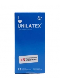Классические презервативы Unilatex Natural Plain - 12 шт. + 3 шт. в подарок - Unilatex - купить с доставкой в Новороссийске