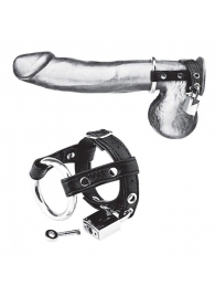 Утяжка на пенис на замочке Duo Cock And Ball Lock - BlueLine - купить с доставкой в Новороссийске
