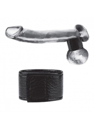 Чёрная утяжка на мошонку 1  Velcro Ball Stretcher - BlueLine - купить с доставкой в Новороссийске