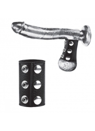 Чёрная утяжка на кнопках 100% PVC STRAP WITH METAL SNAP - BlueLine - купить с доставкой в Новороссийске