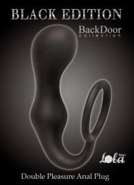 Чёрное эрекционное кольцо с анальной пробкой Double Pleasure Anal Plug - Lola Games - в Новороссийске купить с доставкой