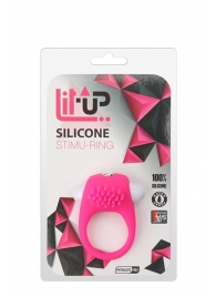 Розовое эрекционное кольцо с щеточкой LIT-UP SILICONE STIMU RING 5 - Dream Toys - в Новороссийске купить с доставкой