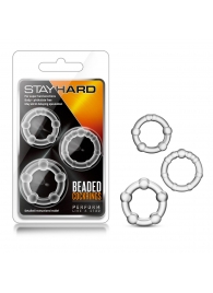 Набор из 3 прозрачных эрекционных колец Stay Hard Beaded Cockrings - Blush Novelties - в Новороссийске купить с доставкой