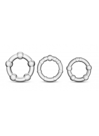Набор из 3 прозрачных эрекционных колец Stay Hard Beaded Cockrings - Blush Novelties - в Новороссийске купить с доставкой