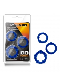 Набор из 3 синих эрекционных колец Stay Hard Beaded Cockrings - Blush Novelties - в Новороссийске купить с доставкой