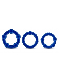 Набор из 3 синих эрекционных колец Stay Hard Beaded Cockrings - Blush Novelties - в Новороссийске купить с доставкой