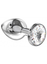 Большая серебристая анальная пробка Diamond Clear Sparkle Large с прозрачным кристаллом - 8 см. - Lola Games - купить с доставкой в Новороссийске