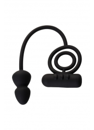 Чёрное эрекционное кольцо с вибропулькой и анальным хвостом - Erotist Adult Toys - в Новороссийске купить с доставкой