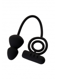 Чёрное эрекционное кольцо с вибростимулятором и анальным хвостом - Erotist Adult Toys - в Новороссийске купить с доставкой