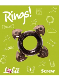 Чёрное эрекционное кольцо Rings Screw - Lola Games - в Новороссийске купить с доставкой