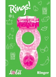 Розовое эрекционное кольцо с вибрацией Rings Ringer - Lola Games - в Новороссийске купить с доставкой