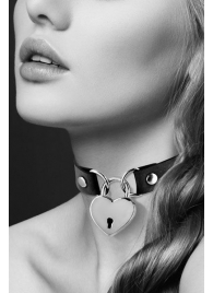 Черный чокер с замком в форме сердца - Bijoux Pour Toi - купить с доставкой в Новороссийске