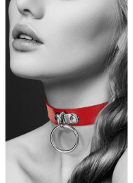 Красный узенький чокер с кольцом - Bijoux Pour Toi - купить с доставкой в Новороссийске