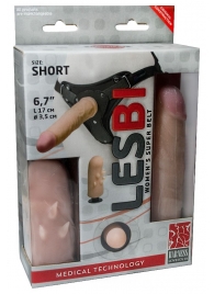 Телесный поясной страпон LESBI с вагинальной пробкой - 17 см. - LOVETOY (А-Полимер) - купить с доставкой в Новороссийске