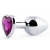 Серебристая анальная пробка с фиолетовым кристаллом-сердечком - 8 см. - Anal Jewelry Plug - купить с доставкой в Новороссийске