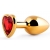 Золотистая анальная пробка с красным стразом-сердечком - 8 см. - Anal Jewelry Plug - купить с доставкой в Новороссийске