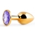 Золотистая анальная пробка с фиолетовым стразом - 7,2 см. - Anal Jewelry Plug - купить с доставкой в Новороссийске