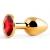 Золотистая анальная пробка с красным стразом - 7,2 см. - Anal Jewelry Plug - купить с доставкой в Новороссийске