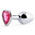 Серебристая анальная пробка с розовым кристаллом-сердечком - 7 см. - Anal Jewelry Plug - купить с доставкой в Новороссийске