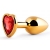 Золотистая анальная пробка с красным стразом-сердечком - 7 см. - Anal Jewelry Plug - купить с доставкой в Новороссийске