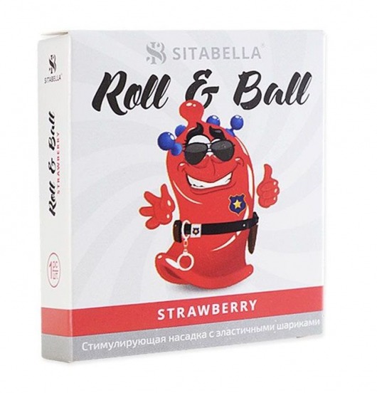 Стимулирующий презерватив-насадка Roll   Ball Strawberry - Sitabella - купить с доставкой в Новороссийске