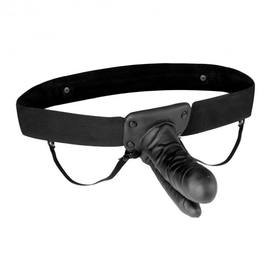 Полый страпон с двумя отростками и вибрацией Unisex Vibrating Hollow Strap-On Double Penetrating Dildo - 17,8 см. - Lux Fetish - купить с доставкой в Новороссийске